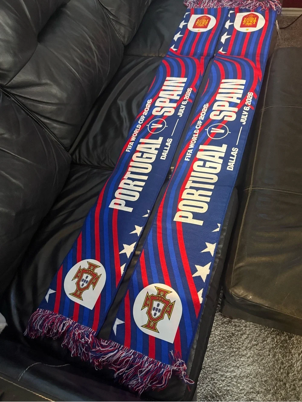 FIFA World Cup 2026 Portugal vs Spain Limited Edition Blue & Red Supporter Scarf